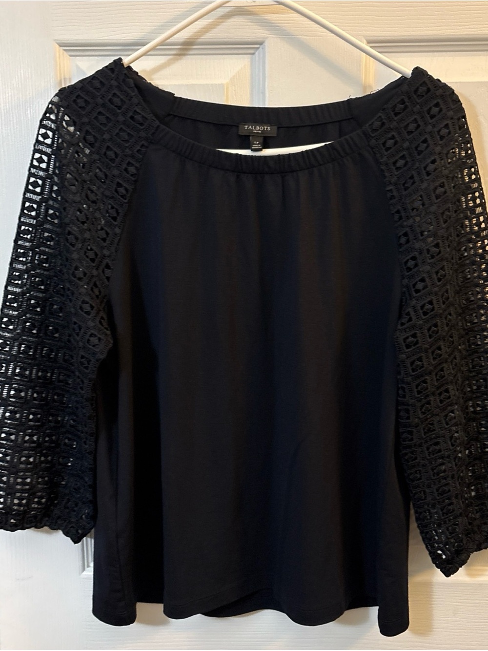 Talbots Black Crochet-Sleeve Blouse